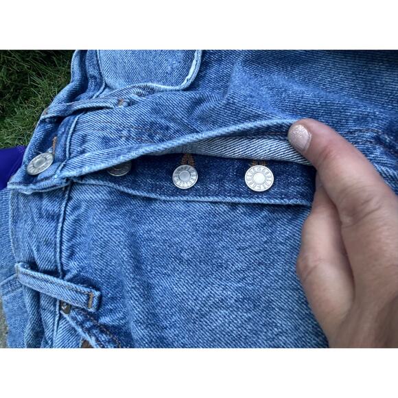 Agolde 90s Mid Rise Loose Fit Straight Leg Distressed Jeans Cotton Denim Size 25 - Picture 10 of 11